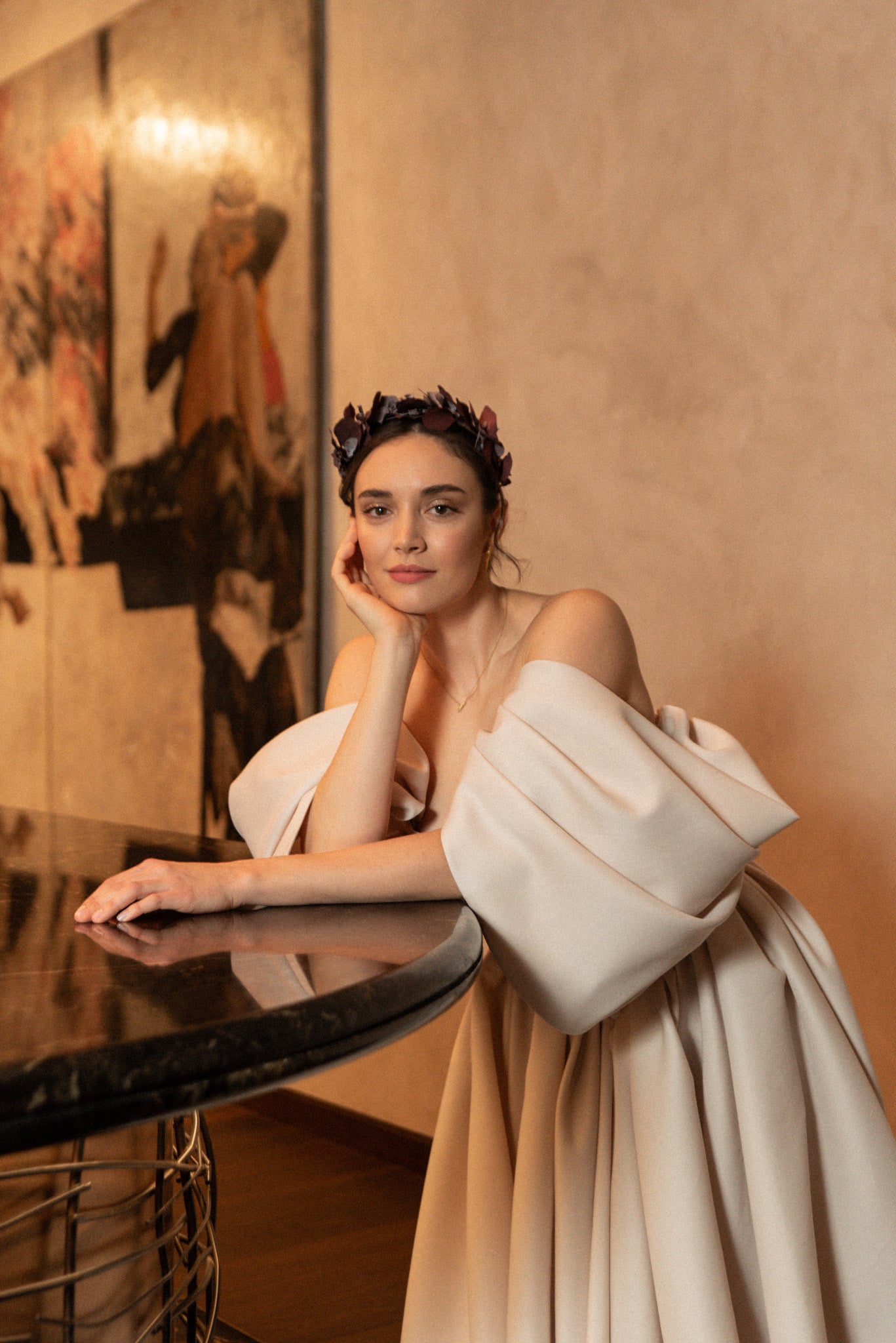 Květinová čelenka bordeaux