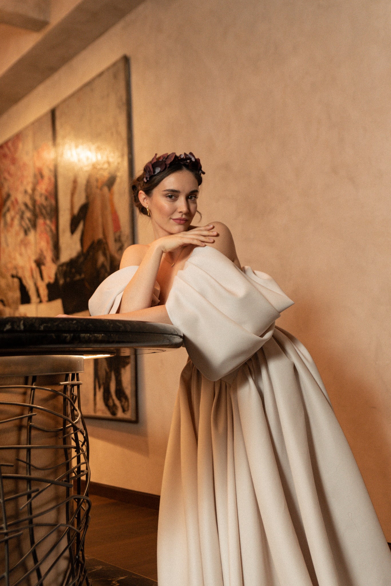 Květinová čelenka bordeaux