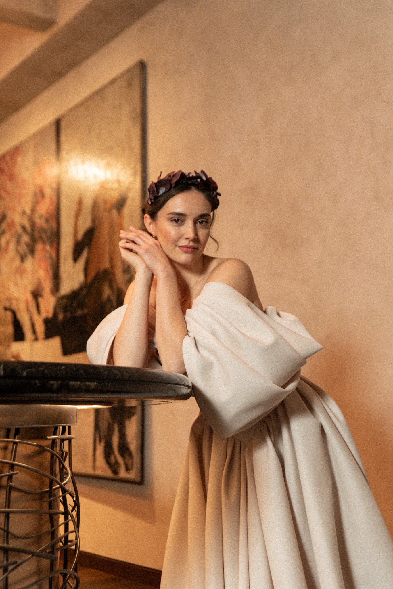 Květinová čelenka bordeaux